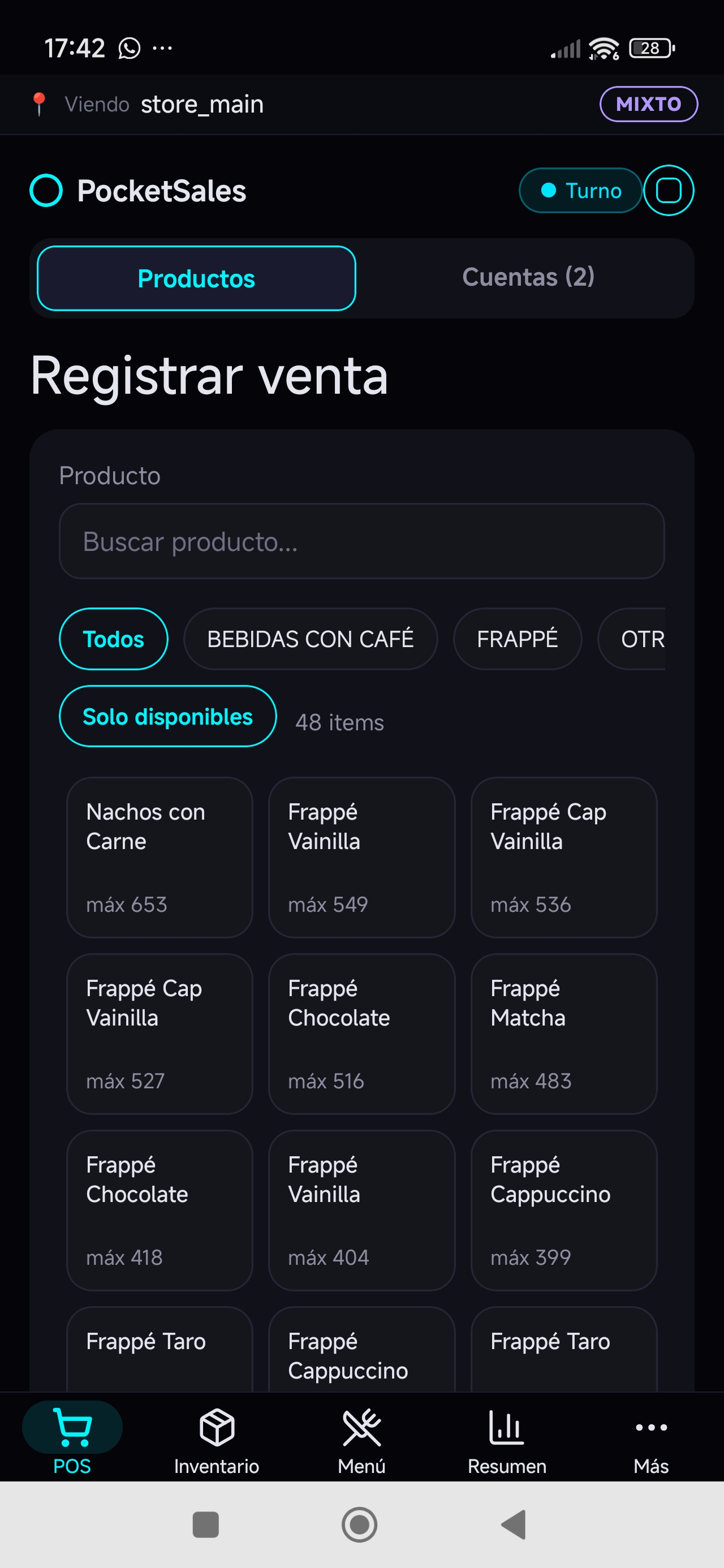 primera venta en el POS